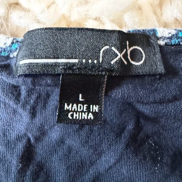 RXB Navy and Teal Mixed-Print Sleeveless spring summer flowy Tank top blouse - Picture 4 of 4